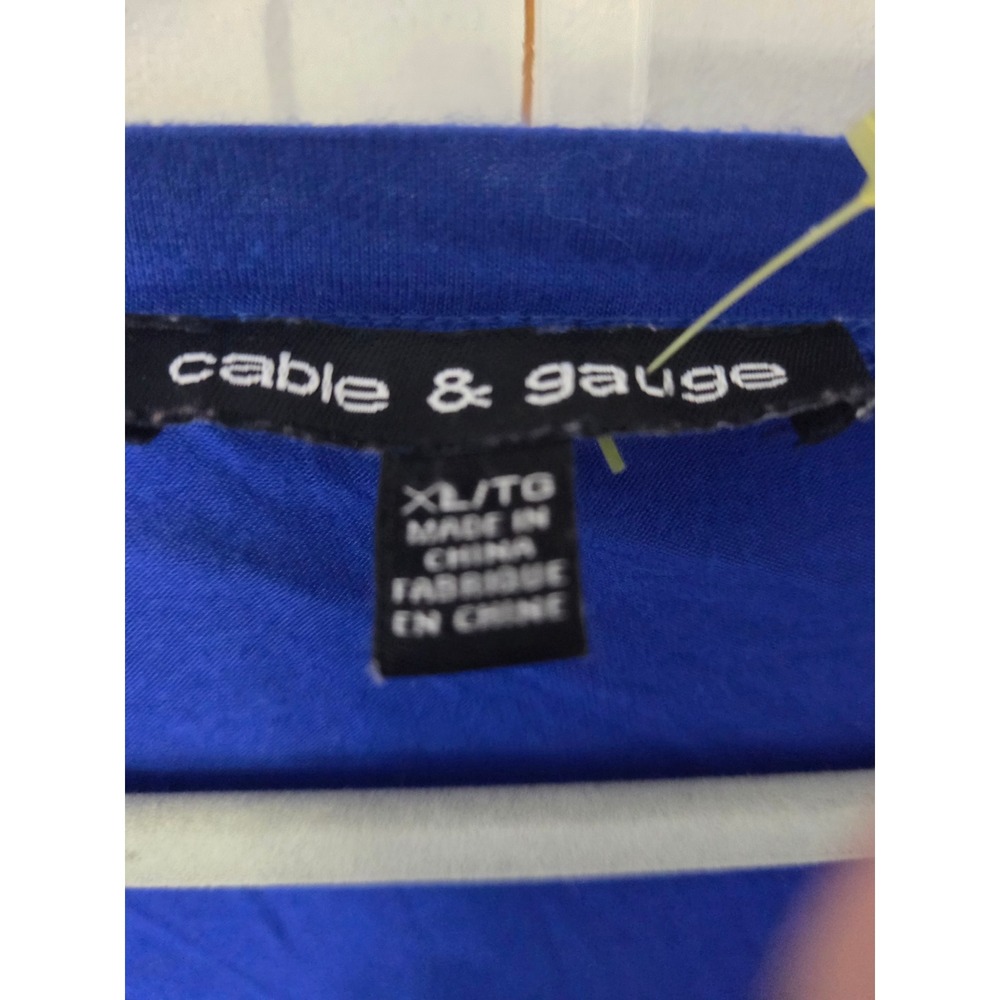 e & Gauge Royal Blue V-Neck Pocket Top Women's XL Long Sleeve Relaxed Fit - Picture 2 of 5